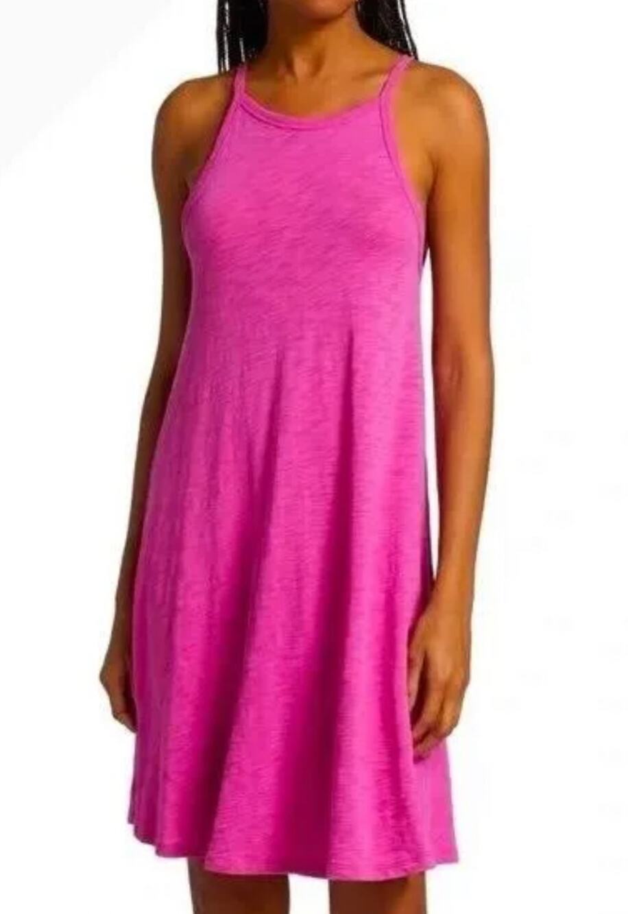 ATM Slub Tank High Neck Dress in Orchid Pink Size Small 100% Cotton